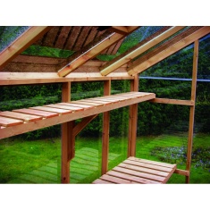High Level Shelf for the Swallow Swan Greenhouse - Oiled Wood Finish High Level Shelf for the Swallow Swan Greenhouse - Oiled Wood Finish