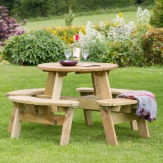 Zest Garden Katie Wooden Round 4 Seater Picnic Table Zest Garden Katie Wooden Round 4 Seater Picnic Table