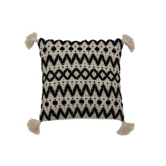 Tufted Square Filled Cushion - Black/Cream