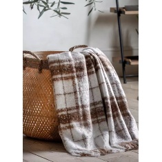 Check Faux Mohair Throw - Tan Check Faux Mohair Throw - Tan
