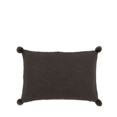 Moss Stitch PomPom Filled Cushion - Charcoal