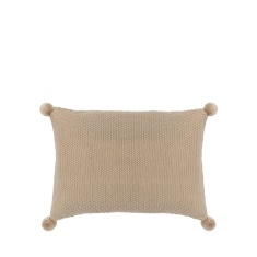 Moss Stitch PomPom Filled Cushion - Natural