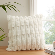 Bianca Carved Faux Fur Filled Cushion 50cm - Cream Bianca Carved Faux Fur Filled Cushion 50cm - Cream