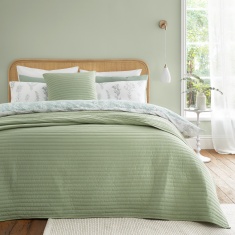 Bianca Quilted Lines Bedspread 220x230cm - Sage Bianca Quilted Lines Bedspread 220x230cm - Sage