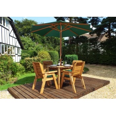 Charles Taylor 4 Seater Round Table Set with Cushions, Parasol & Base Charles Taylor 4 Seater Round Table Set with Cushions, Parasol & Base