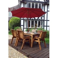 Charles Taylor 6 Seater Rectangular Table & Chair Set with Cushions, Parasol & Base Charles Taylor 6 Seater Rectangular Table & Chair Set with Cushions, Parasol & Base