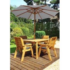 Charles Taylor 4 Seater Square Table Set with Cushions, Parasol & Base Charles Taylor 4 Seater Square Table Set with Cushions, Parasol & Base