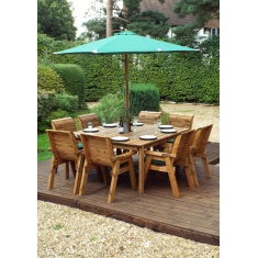 Charles Taylor 8 Seater Square Table & Chair Set with Cushions, Parasol & Base Charles Taylor 8 Seater Square Table & Chair Set with Cushions, Parasol & Base