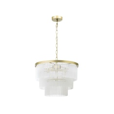 BHS Aubrey 5 Light Ceiling Pendant Light - Brass/Frosted Glass