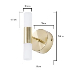 BHS Lois 2 Light Wall Light - Brass/Opal