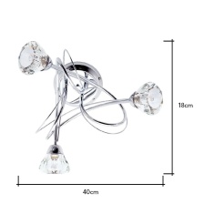 BHS Marianne 3 Light Flush Ceiling Light - Chrome/Clear