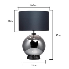 BHS Metro Large Glass Table Lamp - Black Nickel/Grey