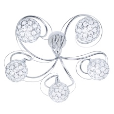 BHS Orianna Flush 5 Light Ceiling Light - Chrome/Clear BHS Orianna Flush 5 Light Ceiling Light - Chrome/Clear