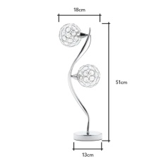 BHS Orianna 2 Light Table Lamp - Chrome/Clear