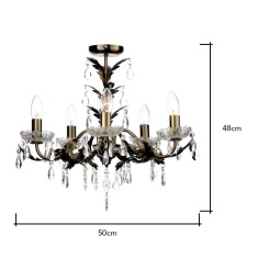 BHS Paisley 5 Light Flush Ceiling Light - Antique Brass