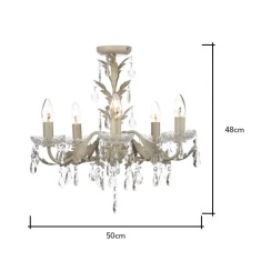 BHS Paisley 5 Light Flush Ceiling Light - Cream/Gold