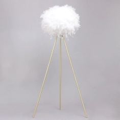 BHS Feather Tripod Floor Lamp - Satin Brass/White