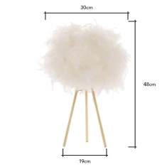 BHS Feather Tripod Table Lamp - Satin Brass/White