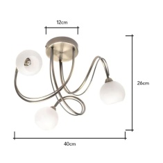 BHS Soni 3 Light Flush Ceiling Light - Antique Brass/Alabaster