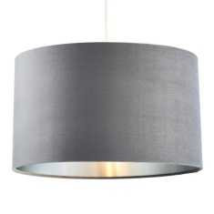 BHS Velvet Easy Fit Light Shade 40cm - Seal/Satin Nickel BHS Velvet Easy Fit Light Shade 40cm - Seal/Satin Nickel