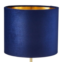 BHS Velvet Table Lamp - Navy/Brass