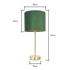 BHS Velvet Table Lamp - Green/Brass