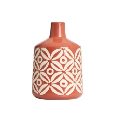 BHS Small Petal Patterned Ceramic Vase - Terracotta BHS Small Petal Patterned Ceramic Vase - Terracotta