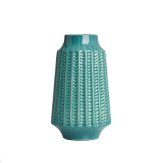 BHS Grooved Ceramic Vase - Green BHS Grooved Ceramic Vase - Green