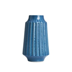 BHS Grooved Ceramic Vase - Blue BHS Grooved Ceramic Vase - Blue