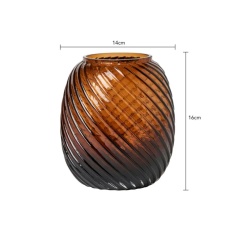 BHS Lenticular Spiral Cognac Glass Vase - Amber BHS Lenticular Spiral Cognac Glass Vase - Amber