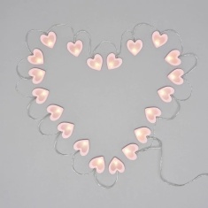 BHS Glow LED Love Heart String Lights - Pink