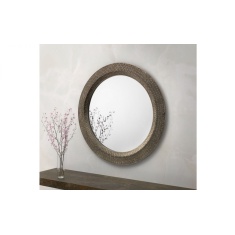 Julian Bowen Cadence Large Round Pewter Wall Mirror Julian Bowen Cadence Large Round Pewter Wall Mirror