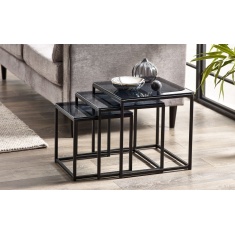 Julian Bowen Chicago Nest Of 3 Tables - Smoked Glass Julian Bowen Chicago Nest Of 3 Tables - Smoked Glass