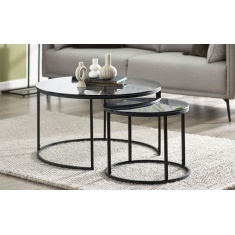 Julian Bowen Chicago Round Nesting Coffee Tables - Smoked Glass Julian Bowen Chicago Round Nesting Coffee Tables - Smoked Glass