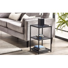 Julian Bowen Chicago Tall Narrow Side Table - Smoked Glass Julian Bowen Chicago Tall Narrow Side Table - Smoked Glass