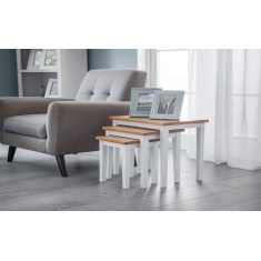 Julian Bowen Cleo Nest Of Tables - White / Natural Oak Julian Bowen Cleo Nest Of Tables - White / Natural Oak