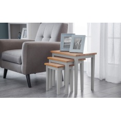 Julian Bowen Cleo Nest Of Tables - 2 Tone Grey & Oak Julian Bowen Cleo Nest Of Tables - 2 Tone Grey & Oak