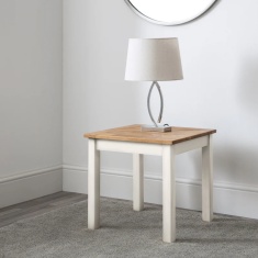 Julian Bowen Coxmoor Square Lamp Table - Ivory & Oak Julian Bowen Coxmoor Square Lamp Table - Ivory & Oak