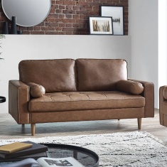 Julian Bowen Henley 3 Seater Sofa - Brown Faux Leather Julian Bowen Henley 3 Seater Sofa - Brown Faux Leather
