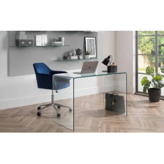 Julian Bowen Kahlo Velvet Swivel Office Chair - Blue/Chrome Julian Bowen Kahlo Velvet Swivel Office Chair - Blue/Chrome