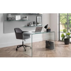 Julian Bowen Kahlo Velvet Swivel Office Chair - Grey/Black Julian Bowen Kahlo Velvet Swivel Office Chair - Grey/Black