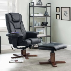 Julian Bowen Malmo Massage Recliner & Stool - Black Julian Bowen Malmo Massage Recliner & Stool - Black