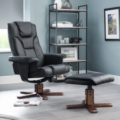 Julian Bowen Malmo Swivel Recliner & Stool Black Julian Bowen Malmo Swivel Recliner & Stool Black