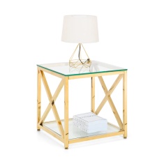 Julian Bowen Miami Square Lamp Table - Gold Julian Bowen Miami Square Lamp Table - Gold