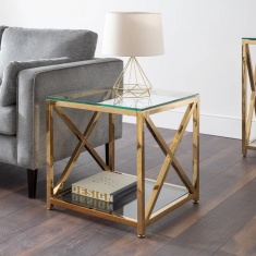 Julian Bowen Miami Square Lamp Table - Gold Julian Bowen Miami Square Lamp Table - Gold