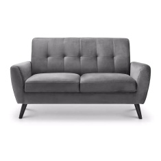 Julian Bowen Monza 2 Seater Sofa - Dark Grey Velvet Julian Bowen Monza 2 Seater Sofa - Dark Grey Velvet