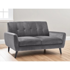 Julian Bowen Monza 2 Seater Sofa - Dark Grey Velvet Julian Bowen Monza 2 Seater Sofa - Dark Grey Velvet
