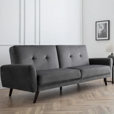 Julian Bowen Monza Sofa Bed - Dark Grey Velvet Julian Bowen Monza Sofa Bed - Dark Grey Velvet