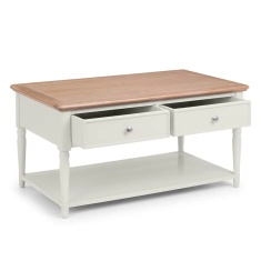 Julian Bowen Provence 2 Drawer Coffee Table - Grey/Limed Oak Julian Bowen Provence 2 Drawer Coffee Table - Grey/Limed Oak
