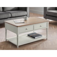 Julian Bowen Provence 2 Drawer Coffee Table - Grey/Limed Oak Julian Bowen Provence 2 Drawer Coffee Table - Grey/Limed Oak